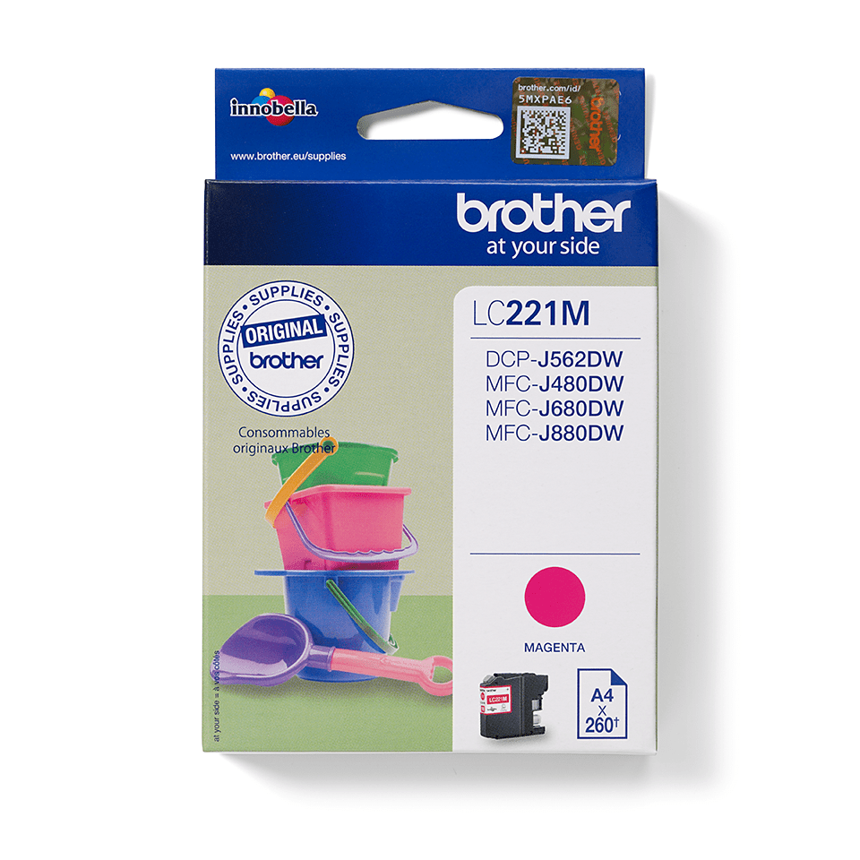 Brother LC-221M / LC221M magenta ink cartridge, 260 pages