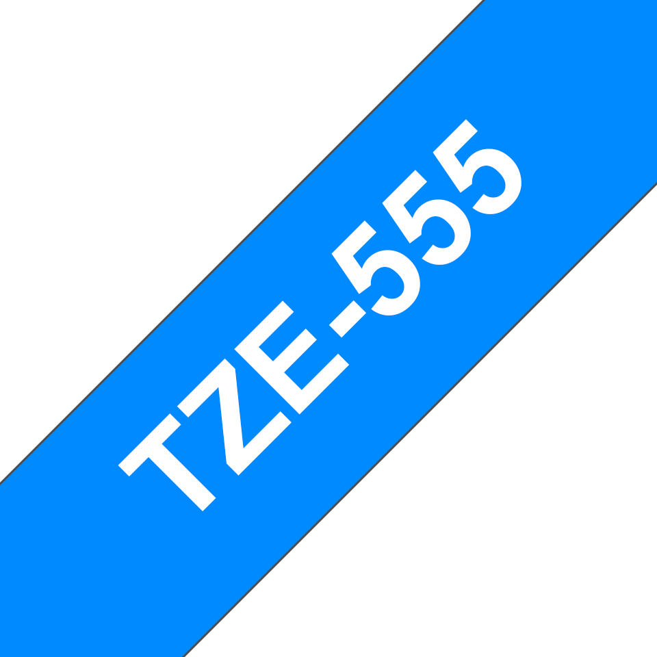 [TZE555] Ruban laminé Brother TZe-555 / TZE555, blanc sur bleu, 24 mm x 8 m
