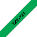 Ruban laminé Brother TZe-721 / TZE721, noir sur vert, 9 mm x 8 m