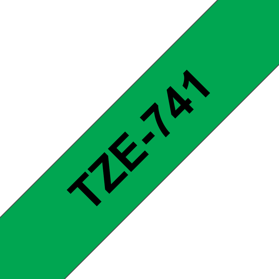 Ruban laminé Brother TZe-741 / TZE741, noir sur vert, 18 mm x 8 m