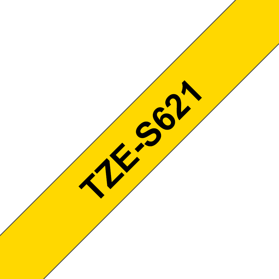 Brother Schriftband extra stark klebend TZe-S621 / TZES621, schwarz auf gelb, 9 mm x 8 m