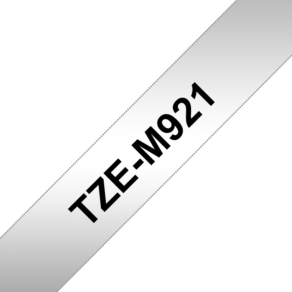 Brother Schriftband laminiert matt TZe-M921 / TZEM921, schwarz auf silber matt, 9 mm x 8 m