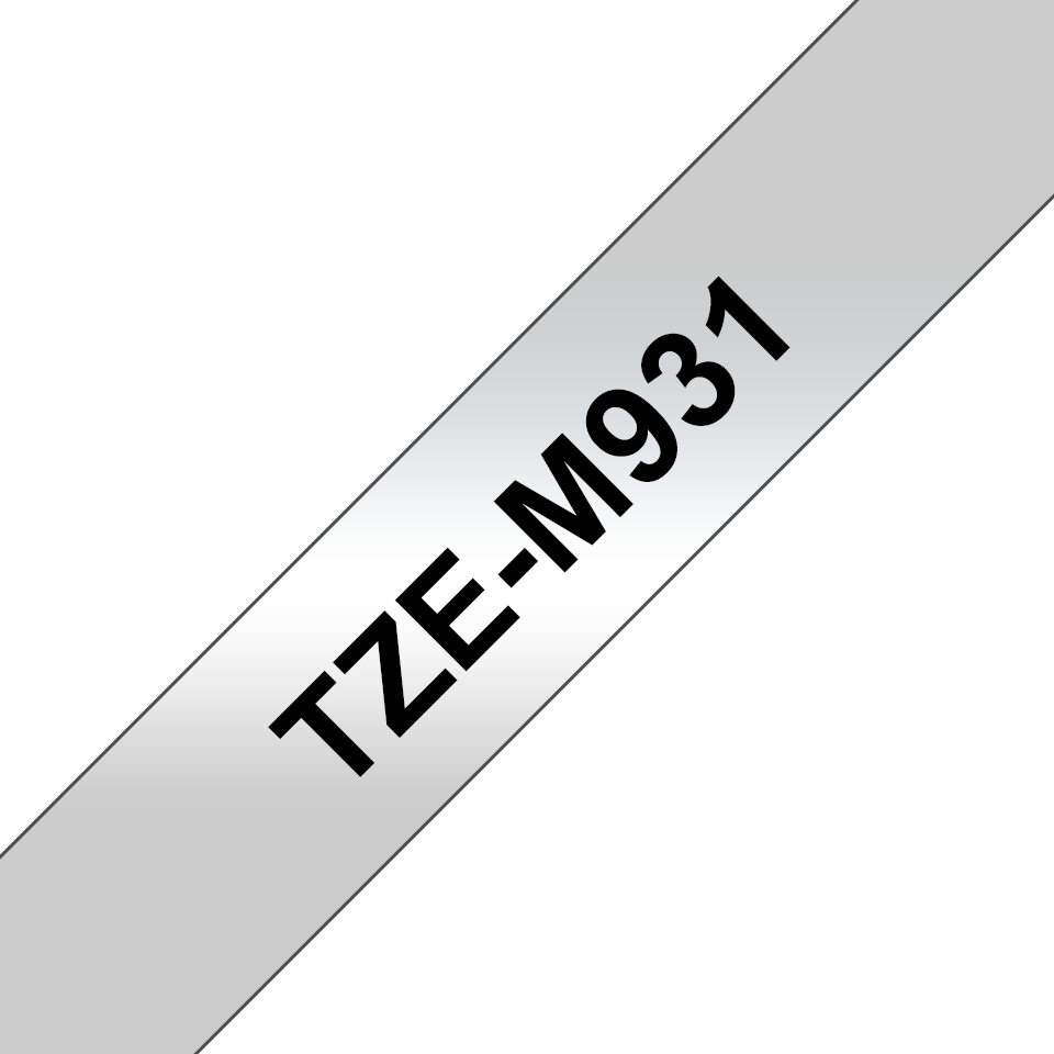 Brother TZe-M931 / TZEM931 matte laminated tape, black on matte silver, 12 mm x 8 m
