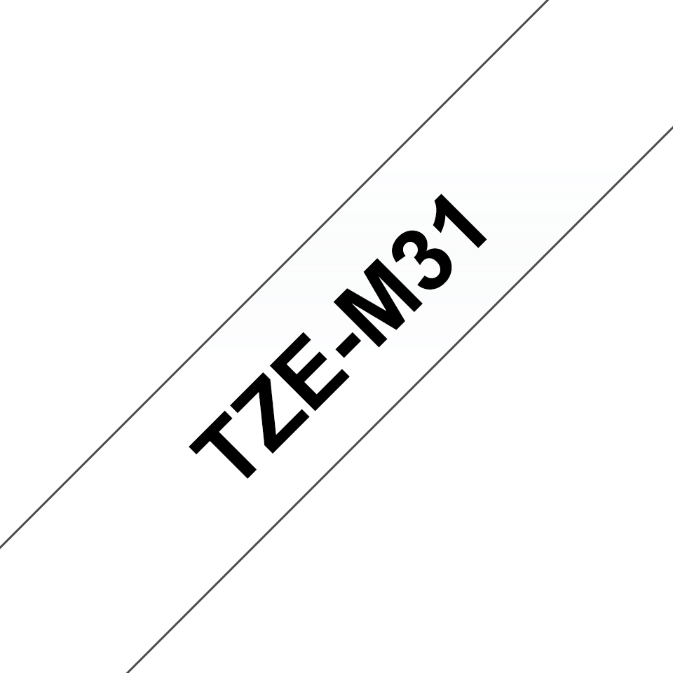 Brother Schriftband laminiert matt TZe-M31 / TZEM31, schwarz auf transparent matt, 12 mm x 8 m