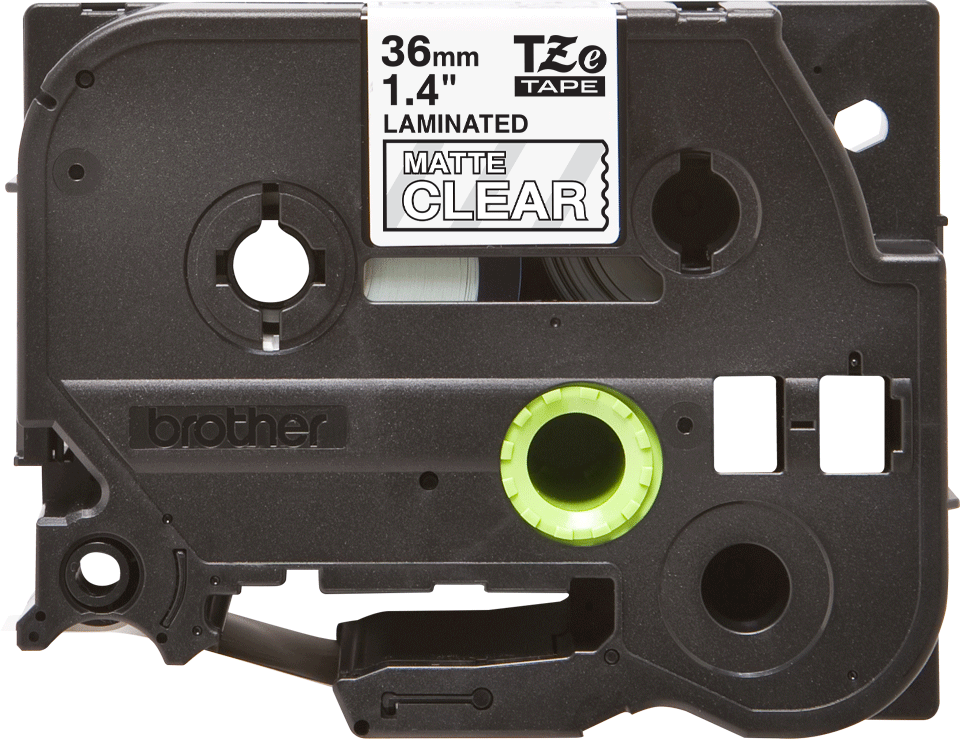 Brother Schriftband laminiert matt TZe-M65 / TZEM65, weiß auf transparent matt, 36 mm x 8 m