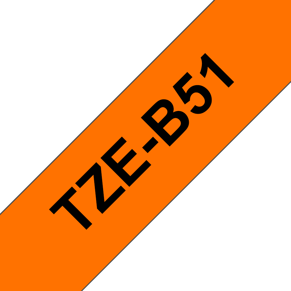 [TZEB51] Ruban laminé fluorescent Brother TZe-B51 / TZEB51, noir sur orange fluo, 24 mm x 5 m