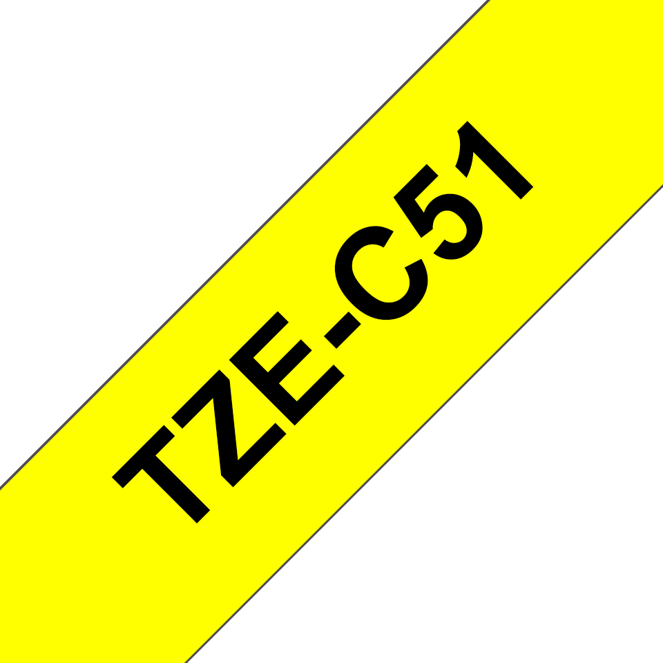 [TZEC51] Brother TZe-C51 / TZEC51 fluorescent laminated tape, black on fluorescent yellow, 24 mm x 5 m