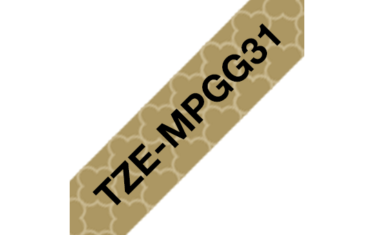 Brother TZe-MPGG31 / TZEMPGG31 patterned tape, black on gold pattern, 12 mm x 4 m