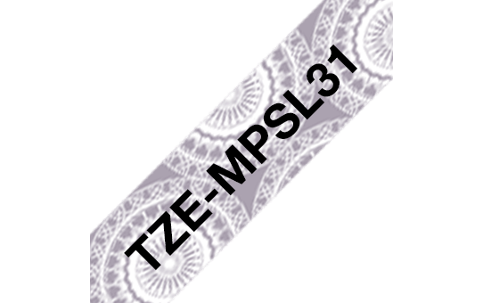 Brother Schriftband gemustert TZe-MPSL31 / TZEMPSL31, schwarz auf Spitzenmuster silber, 12 mm x 4 m