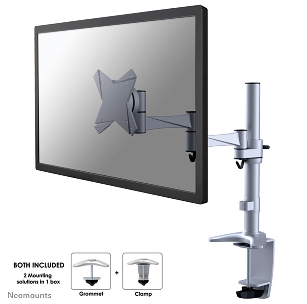 Neomounts FPMA-D1330SILVER monitor arm, 10 to 30 inch, up to 9 kg, VESA 75x75 to 100x100, Tilt, Rotate, Swivel
