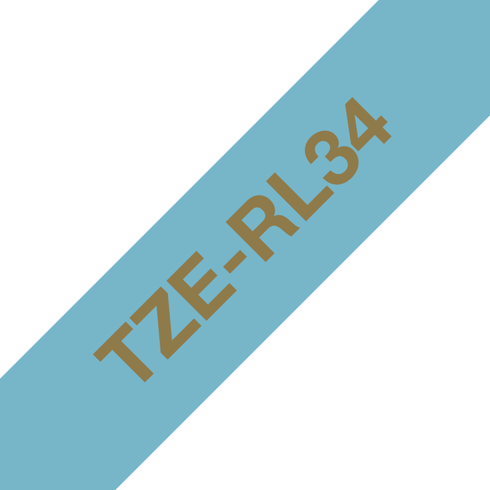 Ruban satin Brother TZe-RL34 / TZERL34, doré sur bleu clair, 12 mm x 4 m