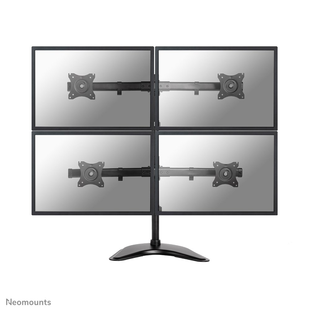 Neomounts NM-D335D4BLACK Monitorarm, 10 bis 27 Zoll, bis 8 kg, 4 Bildschirme, VESA 75x75 bis 100x100