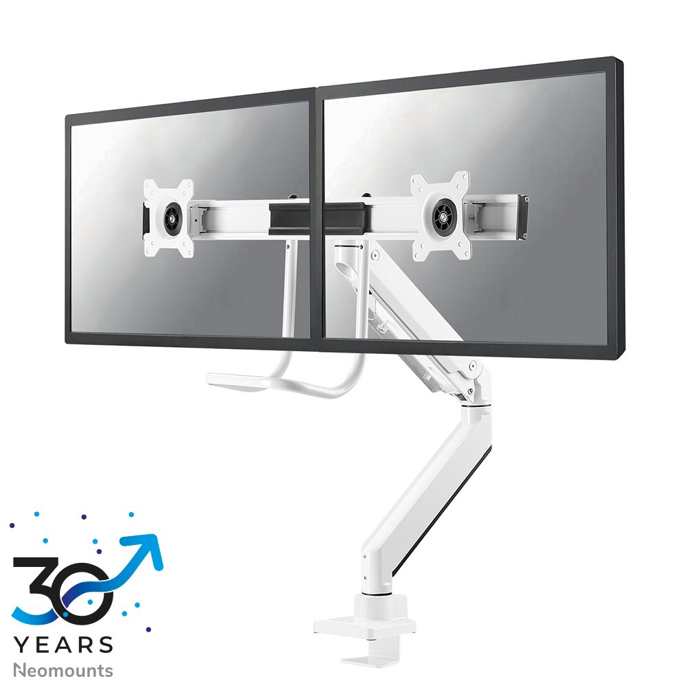 Neomounts NM-D775DXWHITE Monitorarm, 10 bis 32 Zoll, bis 8 kg, 2 Bildschirme, VESA 75x75 bis 100x100