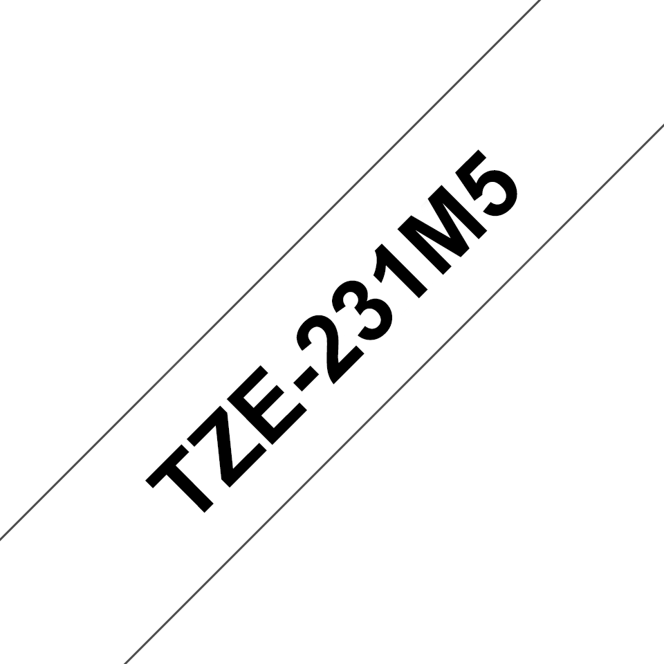 Brother Schriftband laminiert TZe-231M5 / TZE231M5, schwarz auf weiß, 12 mm x 8 m (5 Kassetten)