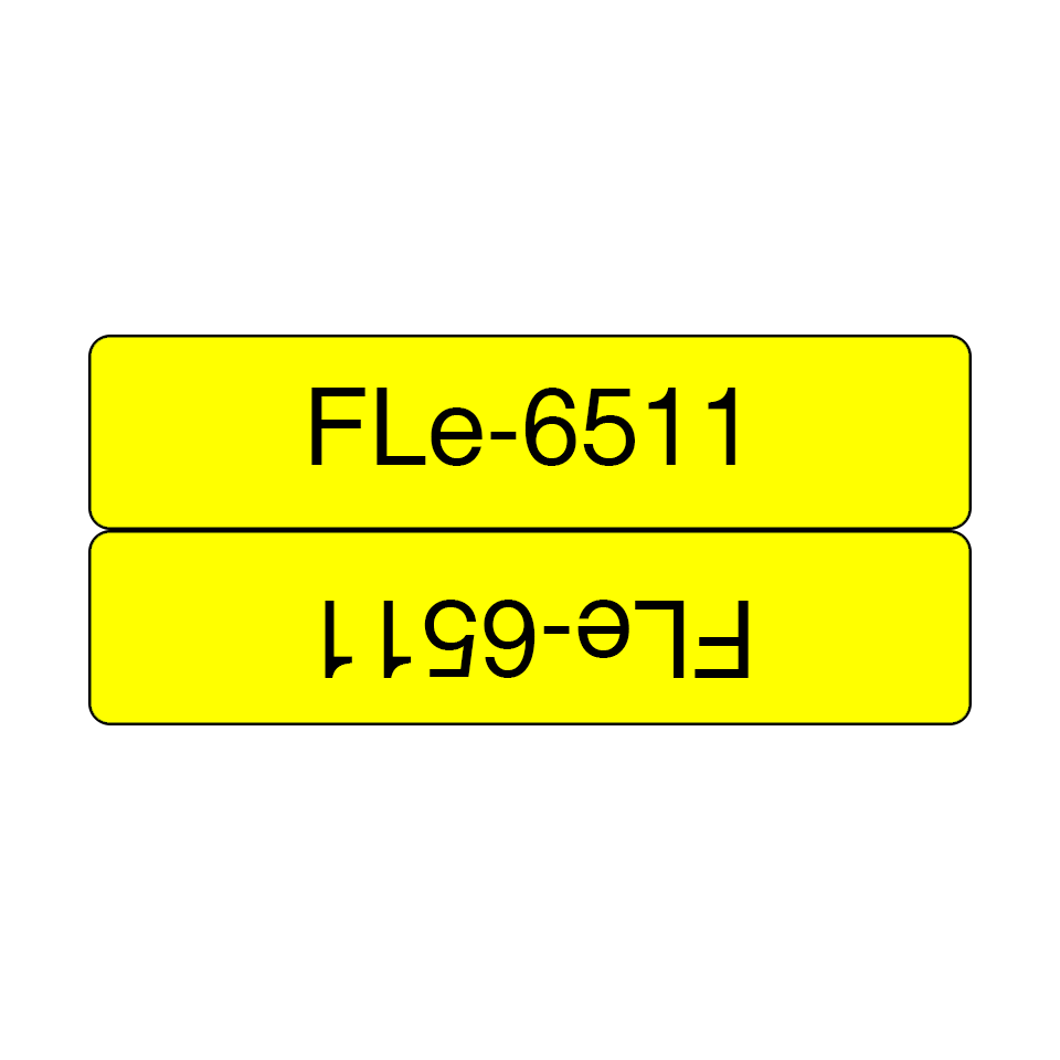 Brother Fähnchenetiketten vorgestanzt FLe-6511 / FLE6511, schwarz auf gelb, 21 x 45 mm, 72 Etiketten