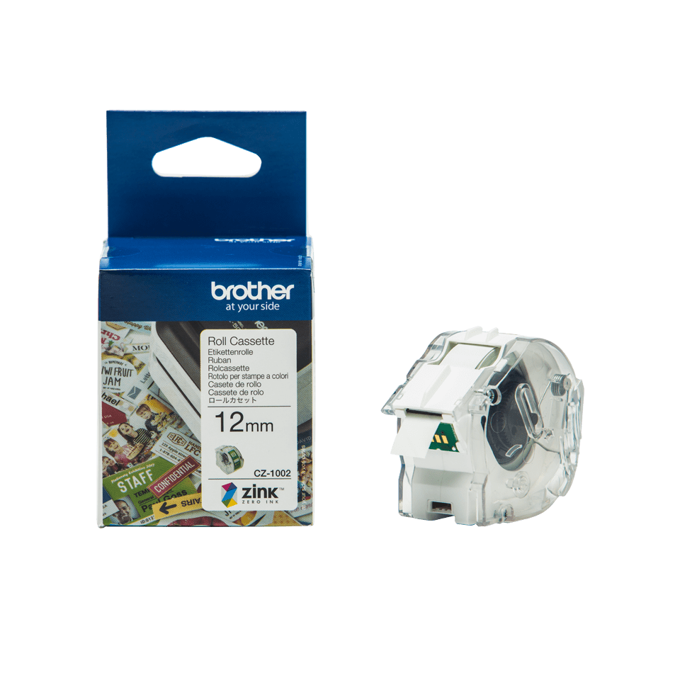 Rouleau d'étiquettes couleur Brother CZ-1002 / CZ1002, 12 mm x 5 m
